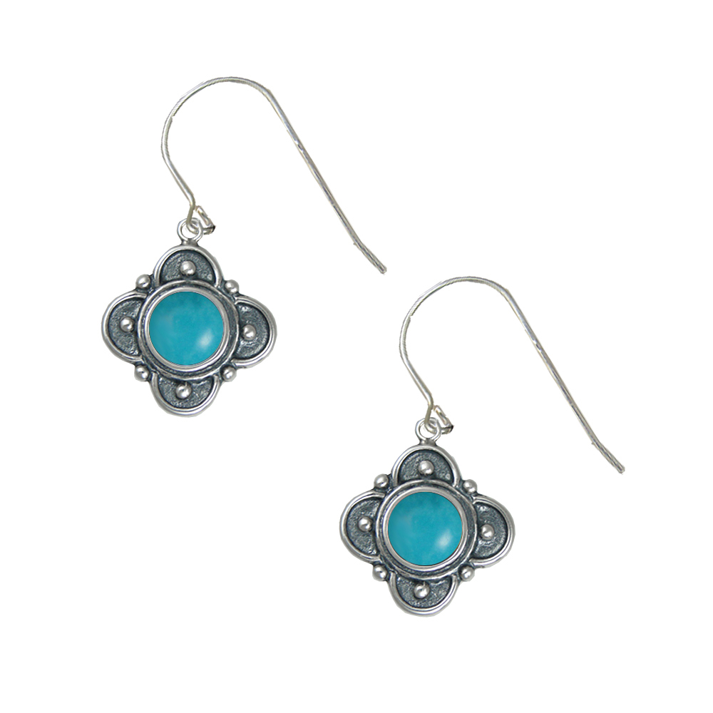 Sterling Silver Designer in Turquoise Gemstone Drop Dangle Earrings